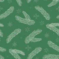 Fir tree branch seamless pattern, winter background.  christmas holly, spruce branches vector