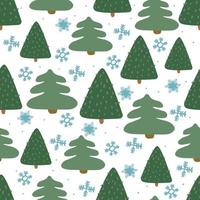 christmas Fir tree seamless pattern. new year hand drown firs wrapping paper design, winter holiday decoration, forest background vector