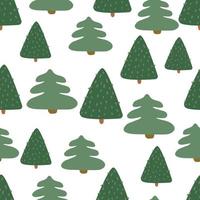 christmas Fir tree seamless pattern. new year hand drown firs wrapping paper design, winter holiday decoration, forest background vector