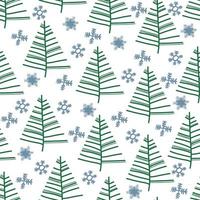 christmas Fir tree seamless pattern. new year hand drown firs wrapping paper design, winter holiday decoration, forest background vector