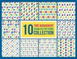 Time management seamless pattern set vector
