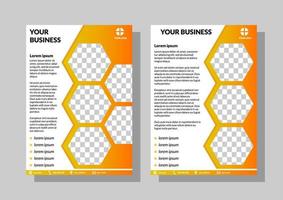 business flyer template in a4 size. brochures for business. hexagon shape vector