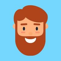 Cartoon avatar of smiling beard man, profile icon vector