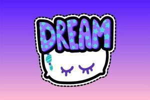 Pillow with dream lettering stitched frame patch vector