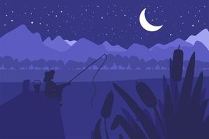 Fisherman with fishing rod vector