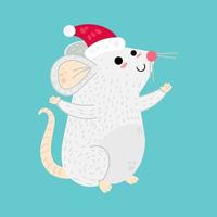 Ilustración de vector de personaje de dibujos animados de ratón de Navidad