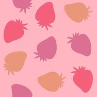 Hand drawn strawberries silhouette seamless pattern. vector