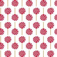 Seamless pattern with striped lollipop. Festive sweetness in spiral print for new year, birthday and holiday. Vector flat illustration