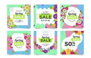 Spring Sale Social Media Post Collection vector