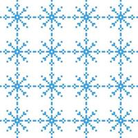 Christmas blue snowflakes pixel seamless pattern. New year ornament in decorative scandinavian embroidery. Vintage holiday art with vector winter fashion.