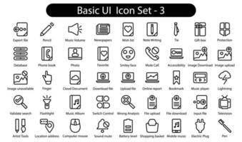 Basic UI Line Icon Set vector