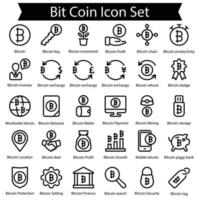 conjunto de iconos de línea de moneda de bits vector