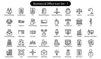 Business Office Line Icon Set vector