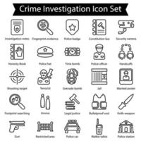 conjunto de iconos de línea de investigación de delitos vector