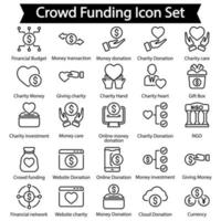 Crowd Funding Line Icon Set vector