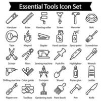 Essential Tools Line Icon Set vector