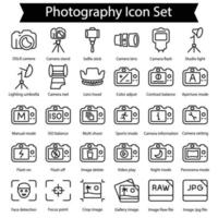 conjunto de iconos de línea de fotografía vector