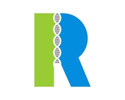 R Letter with DNA helix inside vector