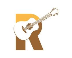 R Letter with guitar inside vector