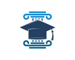 Pilar de la ley azul con sombrero de graduación en el interior vector