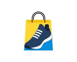 Shopping paper bag with shoes inside vector