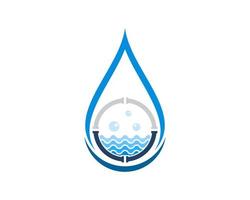 Abstract water drop with circular pipe and wave pattern inside vector
