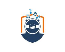 Shield with speaker and music note inside vector