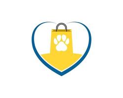 Abstract love shape with pet shopping bag vector