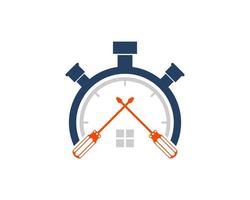 Repair stopwatch house with cross screwdriver vector