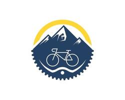 Circle shape with gear bicycle and mountain vector