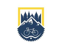 Rectangle shape with mountain and bicycle gear vector