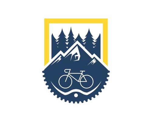 Rectangle shape with mountain and bicycle gear