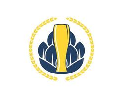 Circular wheat with beer pub inside vector