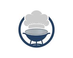 Circle shape with barbeque grill and chef hat vector