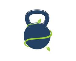 Gym kettle bell with nature leaf vector