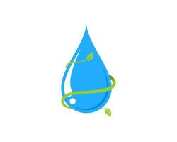 Blue water drop with wrapped in leaves vector