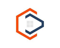 Abstract hexagonal shape with window house inside vector