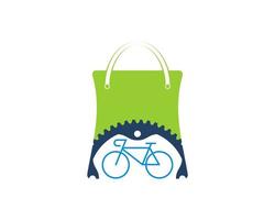 Shopping bag with gear bike inside vector