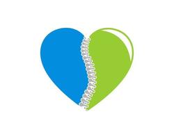 Love shape with chiropractic back bone inside vector