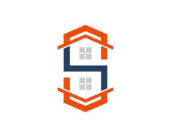 Abstract real estate house with S letter initial vector
