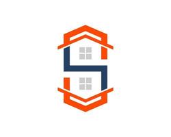 Abstract real estate house with S letter initial vector