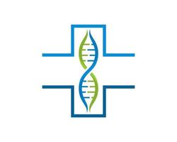 Medical health cross with DNA symbol inside vector