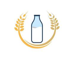 Circular wheat with milk bottle inside vector