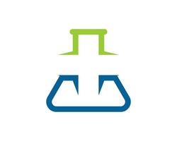 Triangle bottle laboratory with healthy symbol inside vector