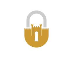 Simple fortress padlock with key hole inside vector