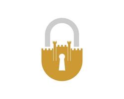 Simple fortress padlock with key hole inside vector