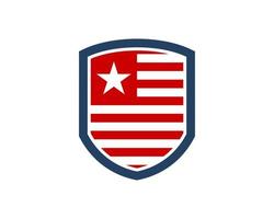 Protection shield with flag symbol and star vector