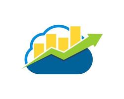 Simple cloud with arrow up and finance bar vector