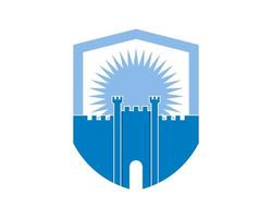 Combination fortress with shield shape vector