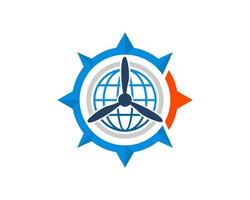 Modern compass with abstract globe and propeller inside vector